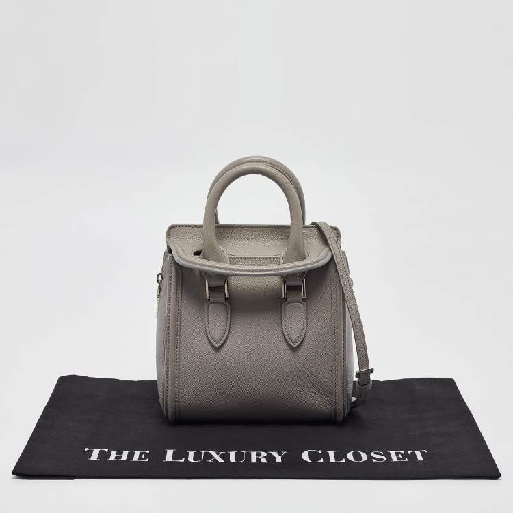 Pre Owned Alexander McQueen Grey Leather Mini Heroine Shoulder Bag