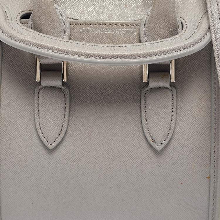Pre Owned Alexander McQueen Grey Leather Mini Heroine Shoulder Bag