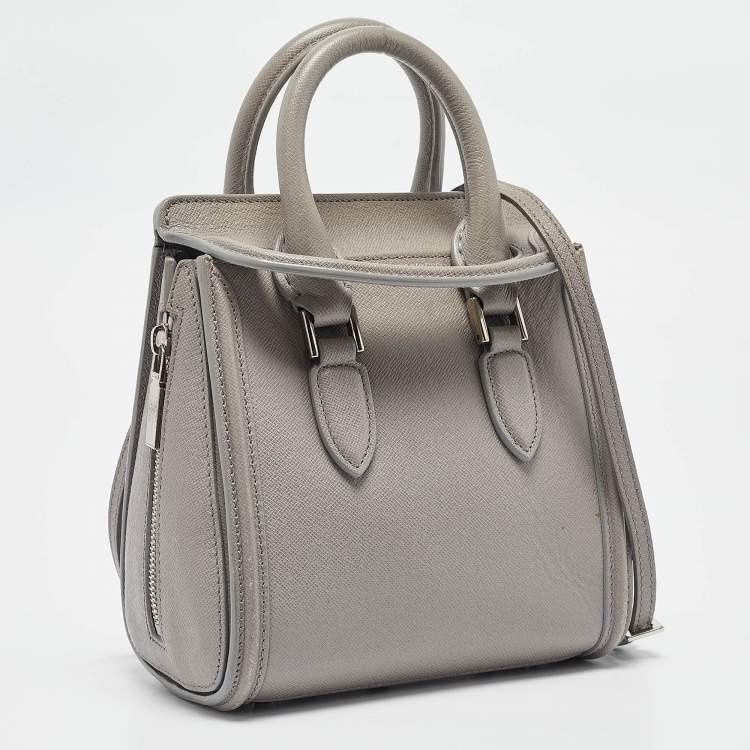 Pre Owned Alexander McQueen Grey Leather Mini Heroine Shoulder Bag
