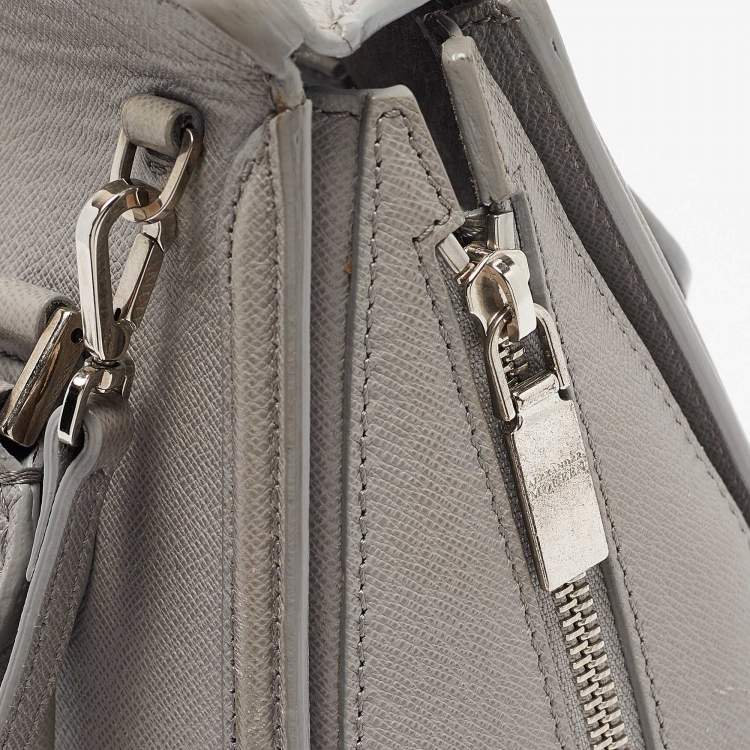 Pre Owned Alexander McQueen Grey Leather Mini Heroine Shoulder Bag