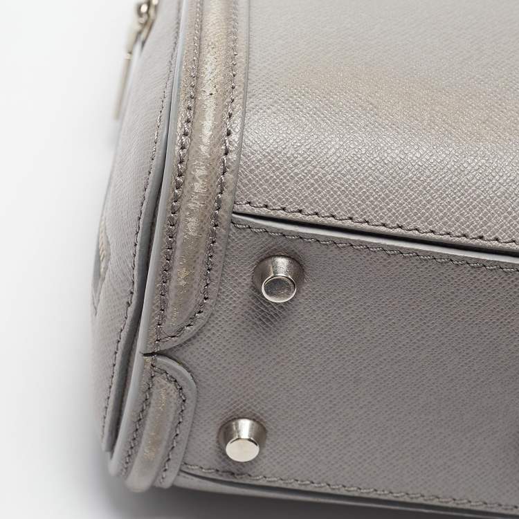 Pre Owned Alexander McQueen Grey Leather Mini Heroine Shoulder Bag