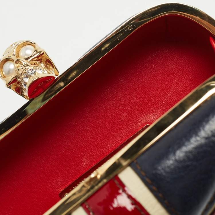 Pre Owned Alexander McQueen Multicolor Leather Britannia Skull Box Clutch