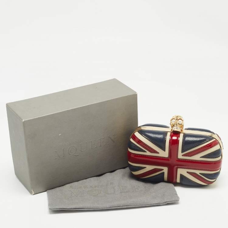Pre Owned Alexander McQueen Multicolor Leather Britannia Skull Box Clutch