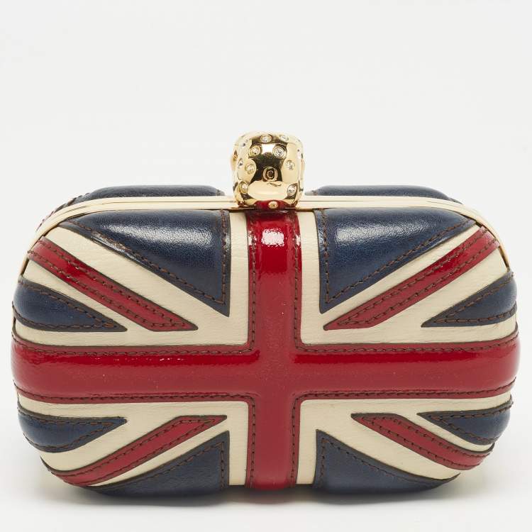 Pre Owned Alexander McQueen Multicolor Leather Britannia Skull Box Clutch