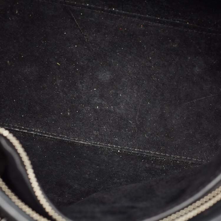 Pre Owned Alexander McQueen Black/Pink Leather and Croc Embossed Detail Small Heroine Top Handle Bag