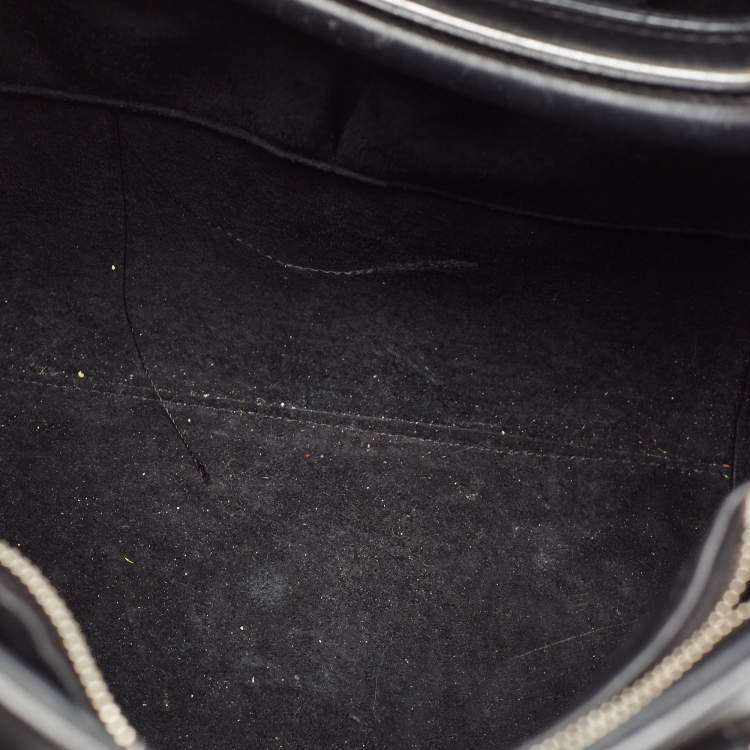 Pre Owned Alexander McQueen Black/Pink Leather and Croc Embossed Detail Small Heroine Top Handle Bag