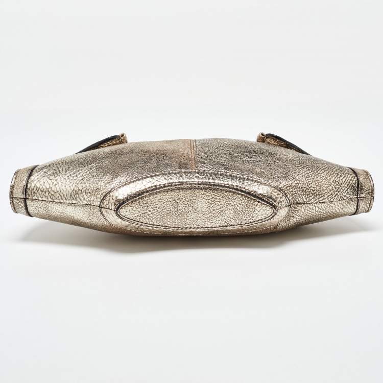 Pre Owned Alexander McQueen Gold Leather De Manta Clutch