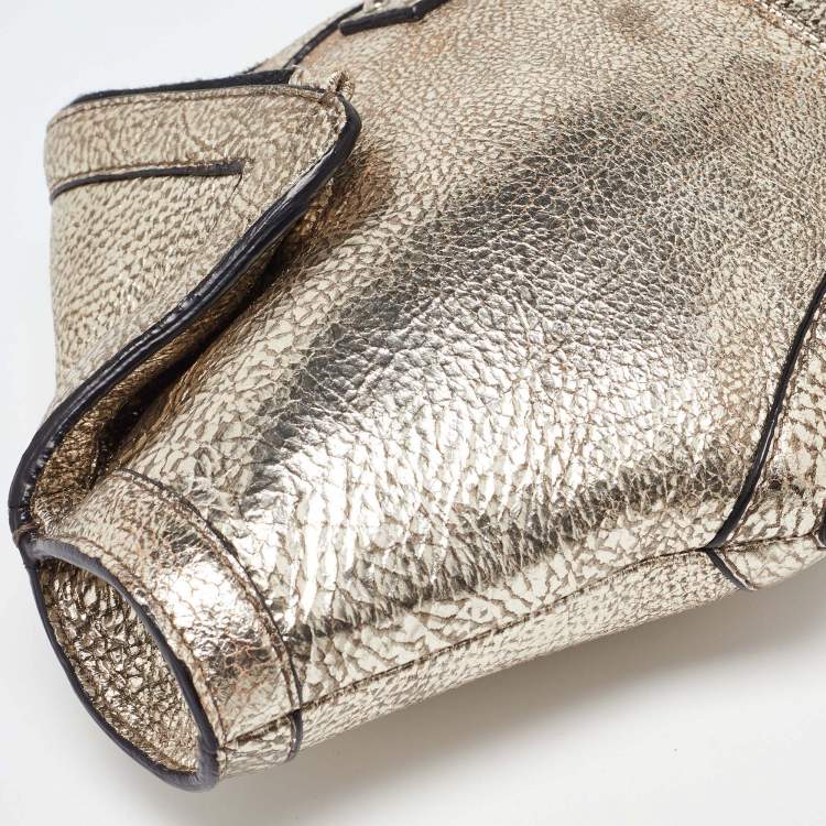 Pre Owned Alexander McQueen Gold Leather De Manta Clutch