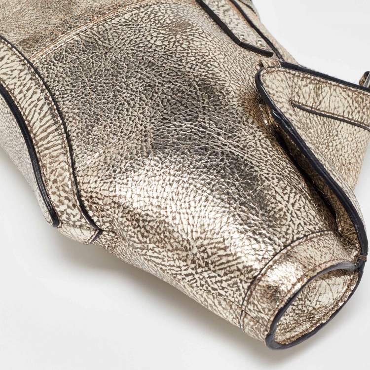 Pre Owned Alexander McQueen Gold Leather De Manta Clutch