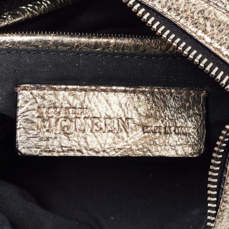 Pre Owned Alexander McQueen Gold Leather De Manta Clutch