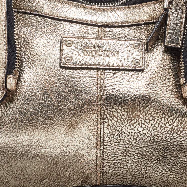 Pre Owned Alexander McQueen Gold Leather De Manta Clutch