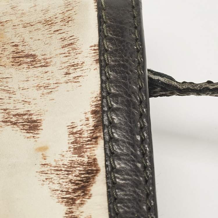 Pre Owned Alexander McQueen Black Calfhair and Leather Wicca Crossbody Bag