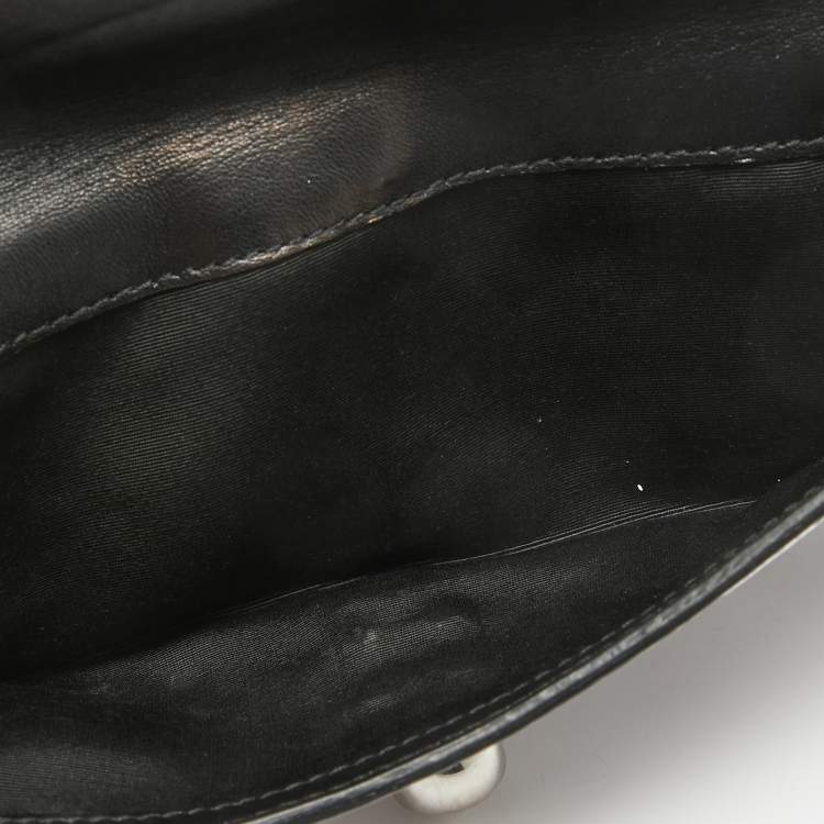 Pre Owned Alexander McQueen Silver Glitter and Leather Skull Continental Wallet