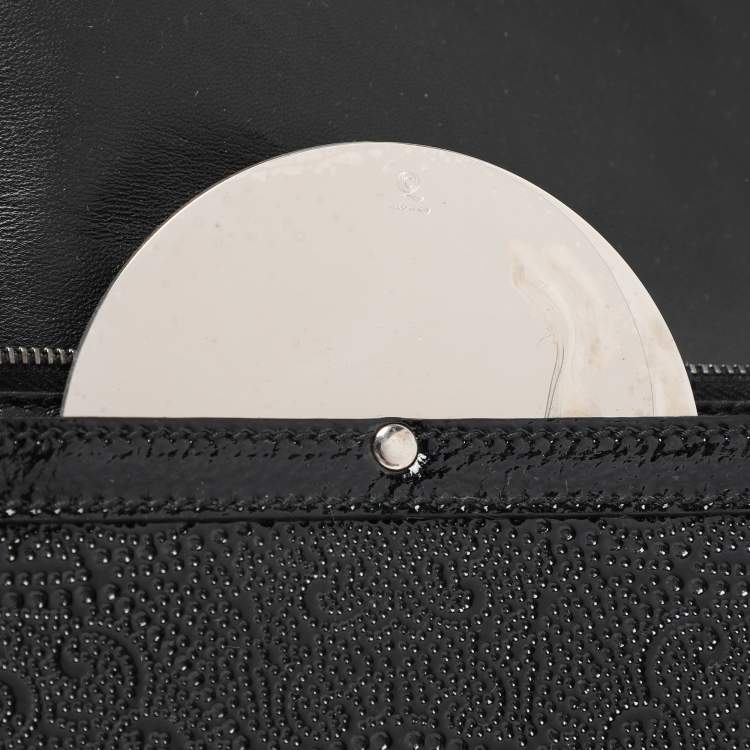 Pre Owned Alexander McQueen Black Embossed Patent Leather Top Handle Bag