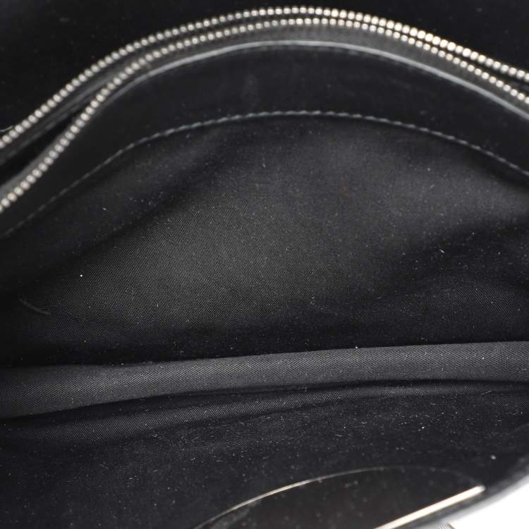 Pre Owned Alexander McQueen Black Embossed Patent Leather Top Handle Bag