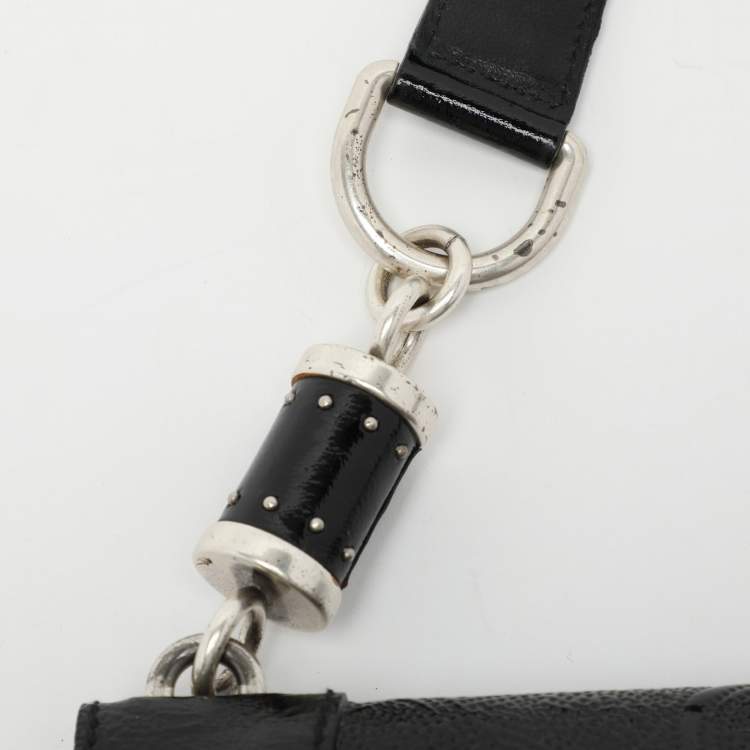 Pre Owned Alexander McQueen Black Embossed Patent Leather Top Handle Bag