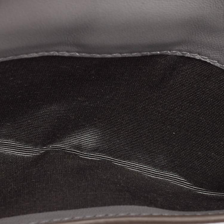 Pre Owned Alexander McQueen Grey Leather Skull Crystals French Wallet