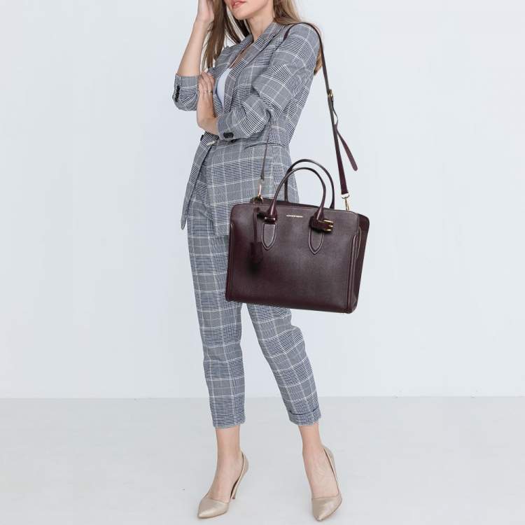 Pre Owned Alexander McQueen Burgundy Leather Heroine Open Tote