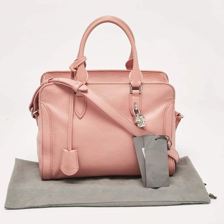 Pre Owned Alexander McQueen Pink Leather Skull Padlock Satchel
