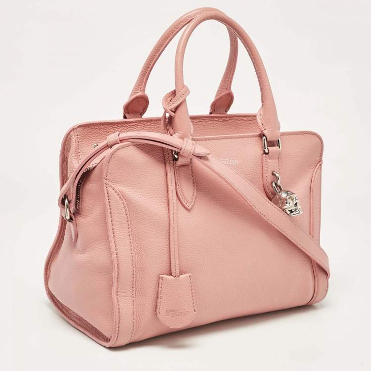 Pre Owned Alexander McQueen Pink Leather Skull Padlock Satchel