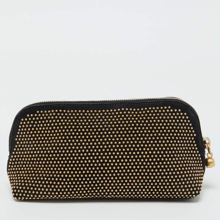 مملوكة مسبقًا Alexander McQueen Black Suede Studded Zip Pouch