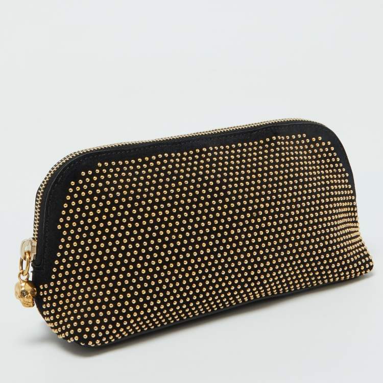 مملوكة مسبقًا Alexander McQueen Black Suede Studded Zip Pouch