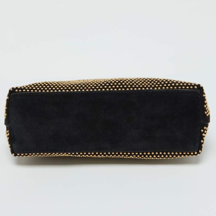 مملوكة مسبقًا Alexander McQueen Black Suede Studded Zip Pouch