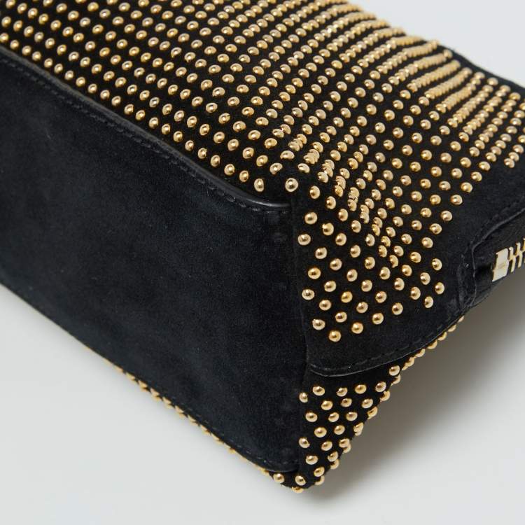 مملوكة مسبقًا Alexander McQueen Black Suede Studded Zip Pouch