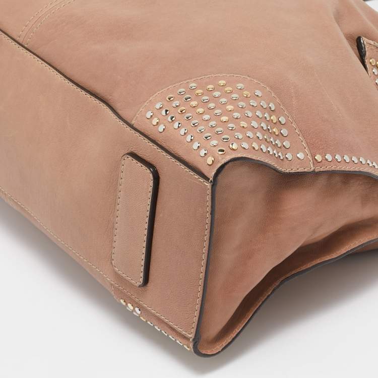 Pre Owned Alexander McQueen Beige Leather Large Studded De Manta Tote