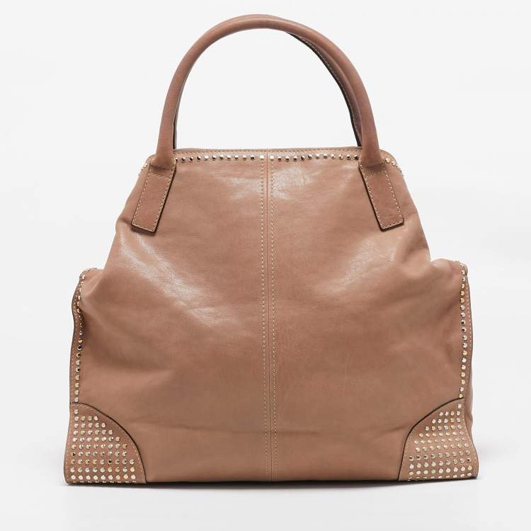Pre Owned Alexander McQueen Beige Leather Large Studded De Manta Tote