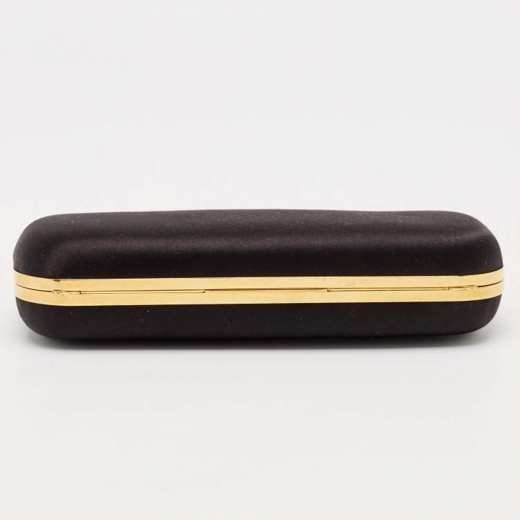 مملوكة مسبقًا Alexander McQueen Black Satin Crystal Knuckle Duster Clutch