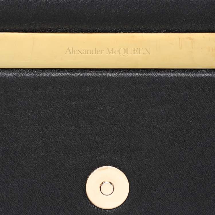 Pre Owned Alexander McQueen Black Leather The Tall Story Tote