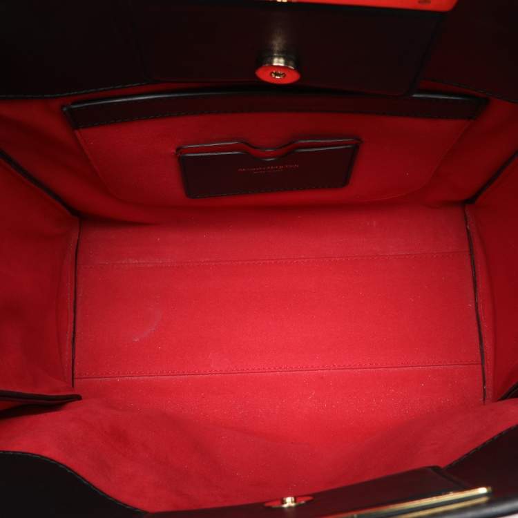 Pre Owned Alexander McQueen Black Leather The Tall Story Tote