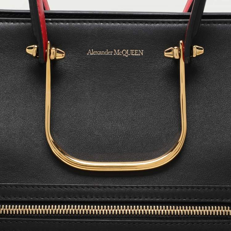 Pre Owned Alexander McQueen Black Leather The Tall Story Tote