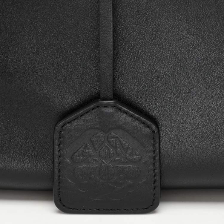 Pre Owned Alexander McQueen Black Leather The Tall Story Tote