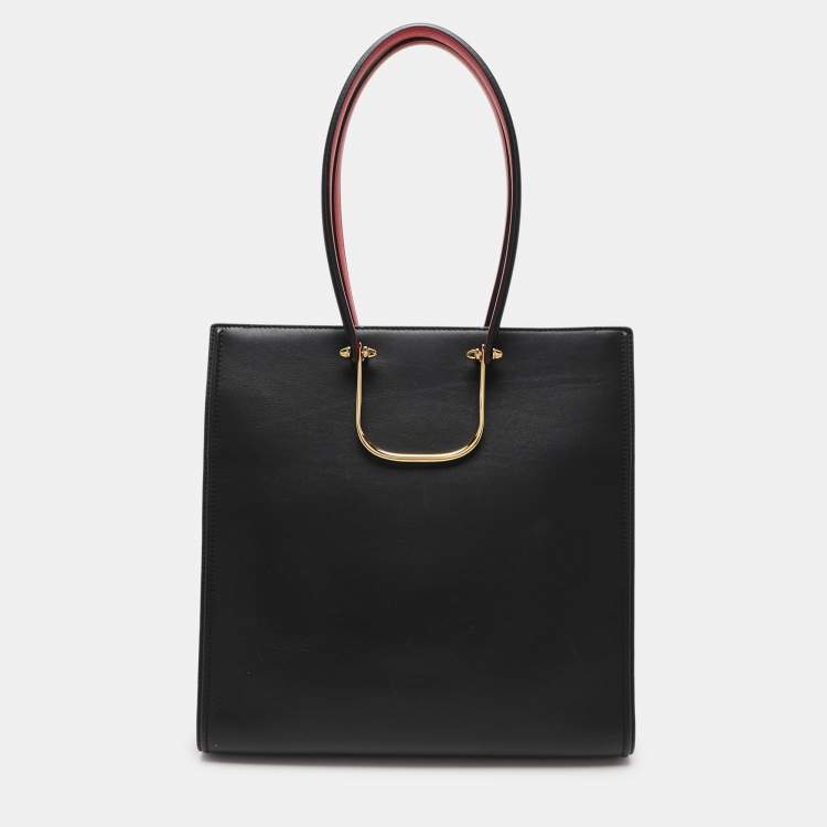 Pre Owned Alexander McQueen Black Leather The Tall Story Tote