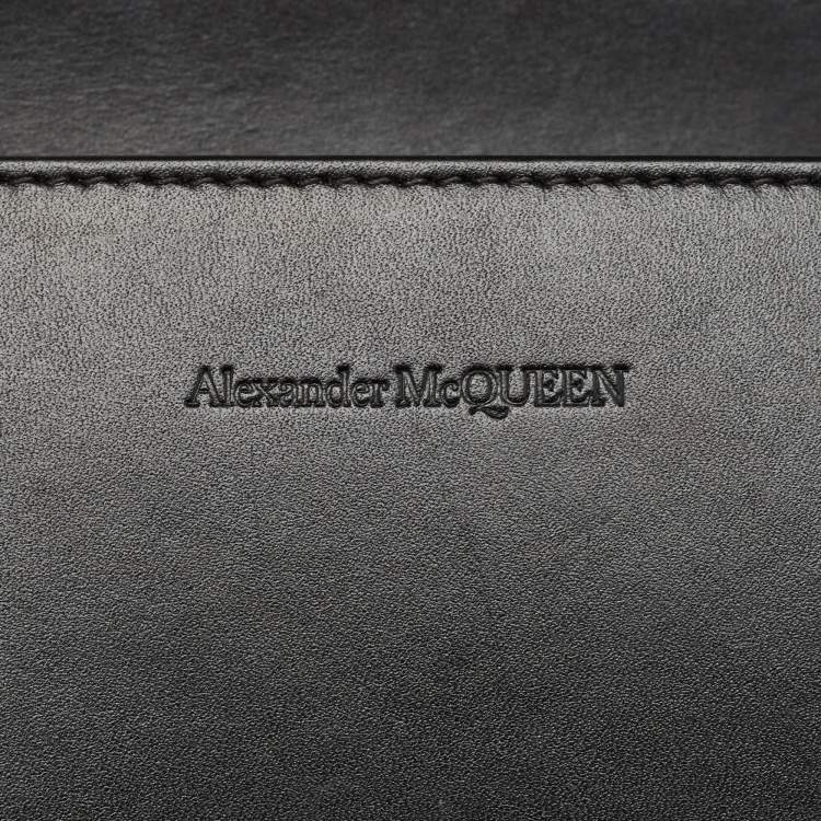 Pre Owned Alexander McQueen Black Leather Jewelled Flap Shoulder Bag