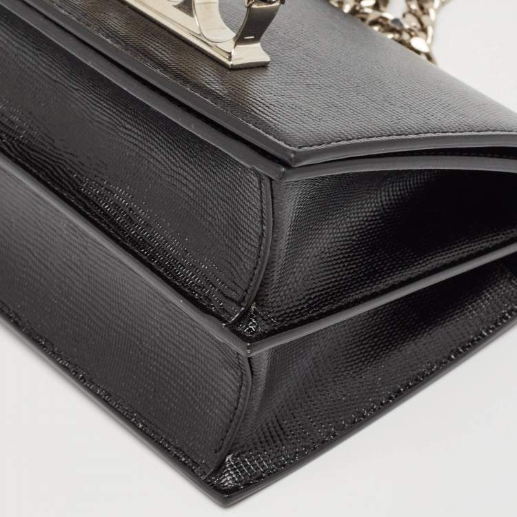 Pre Owned Alexander McQueen Black Lizard Embossed Leather Knuckle Flap Shoulder Bag