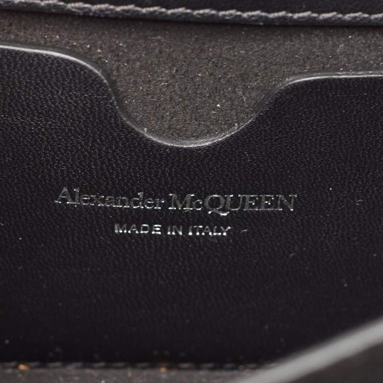Pre Owned Alexander McQueen Black Lizard Embossed Leather Knuckle Flap Shoulder Bag
