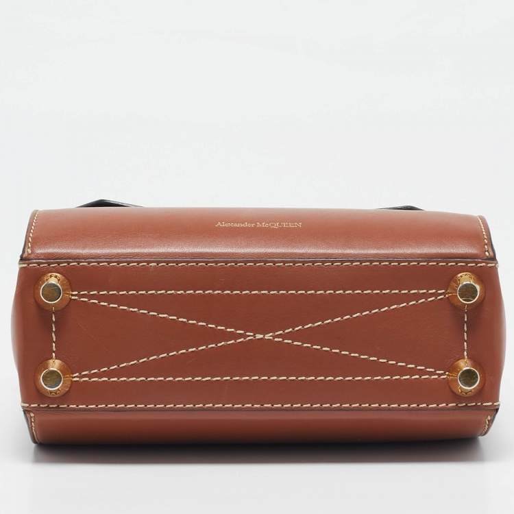 Pre Owned Alexander McQueen Brown Leather and Suede Flap Crossbody Bag