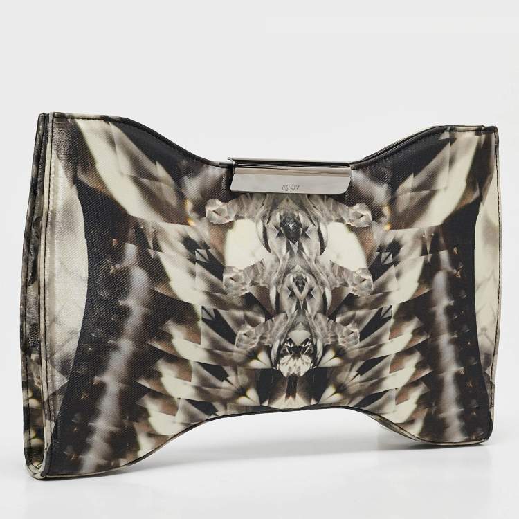 Pre Owned Alexander McQueen Black/Grey Kaleidoscope Print Fabric Oversized Squeeze It Clutch 