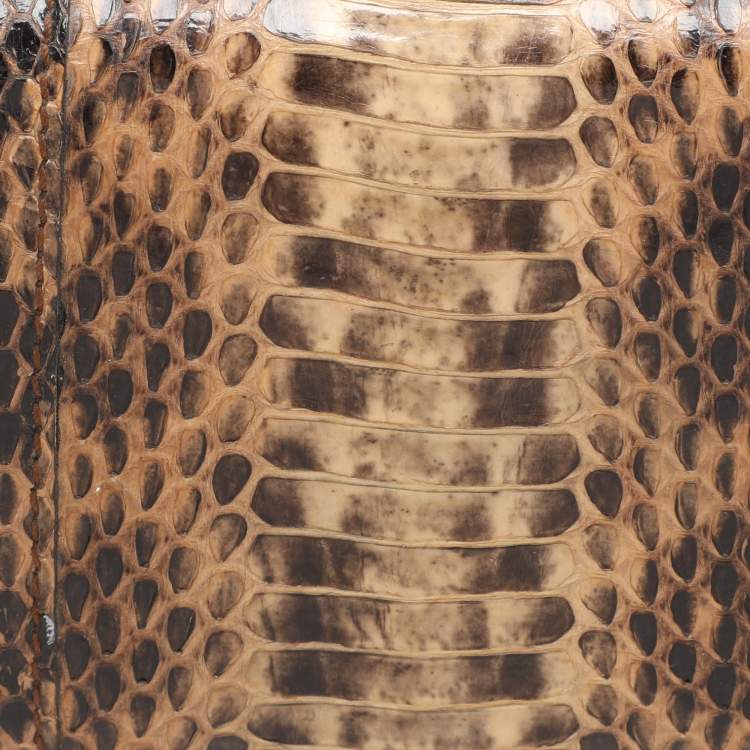 Pre Owned Alexander McQueen Beige Python Leather Skull Clutch