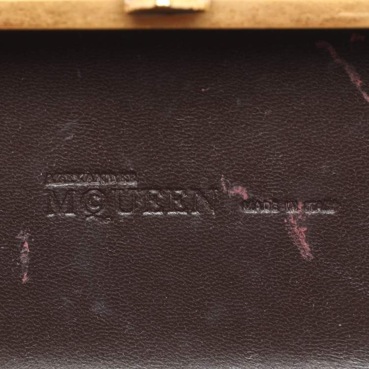 Pre Owned Alexander McQueen Beige Python Leather Skull Clutch