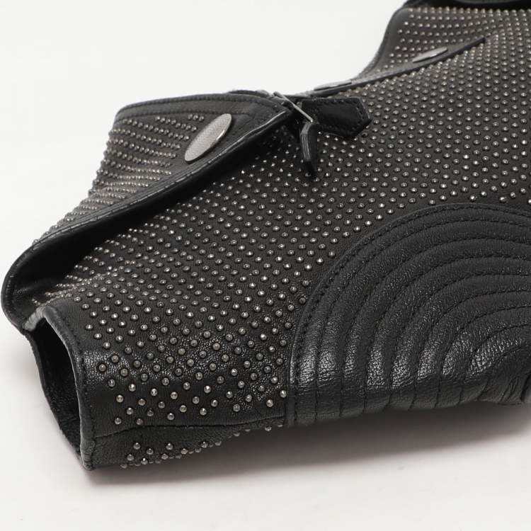 Pre Owned Alexander McQueen Black Leather Medium De Manta Studded Clutch