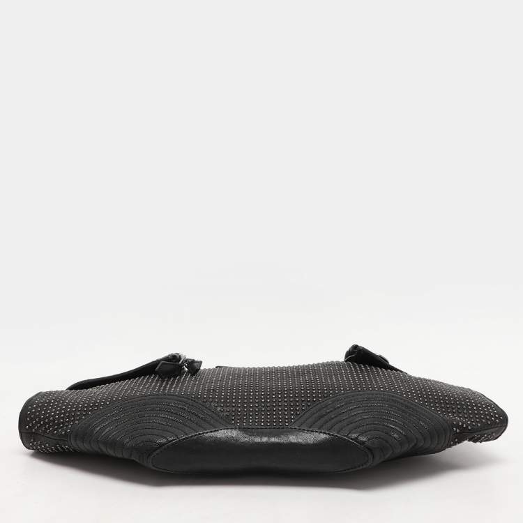 Pre Owned Alexander McQueen Black Leather Medium De Manta Studded Clutch