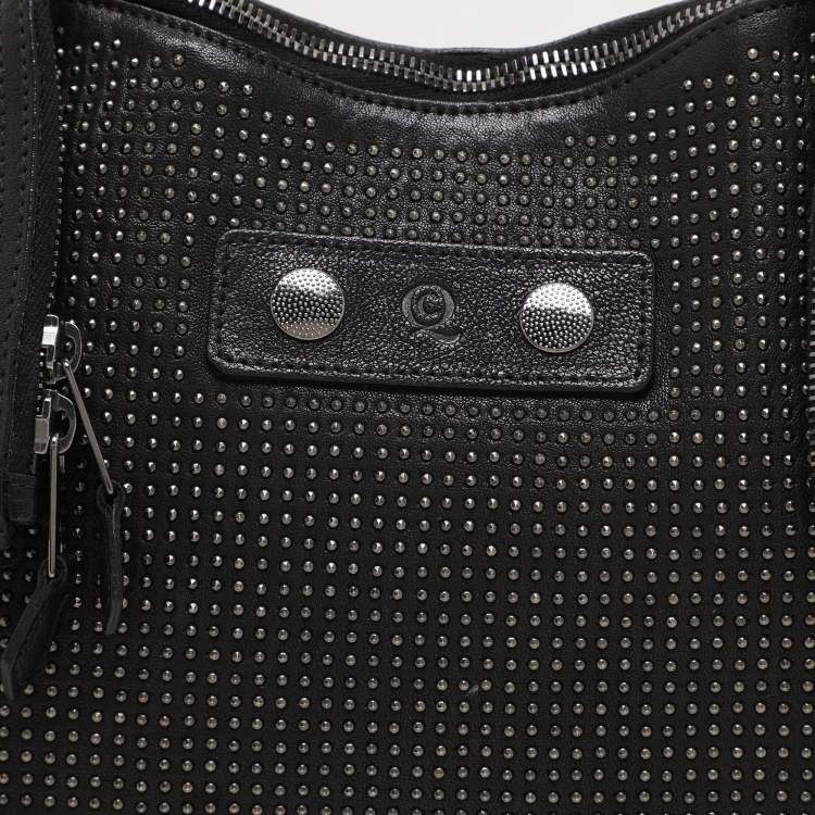 Pre Owned Alexander McQueen Black Leather Medium De Manta Studded Clutch