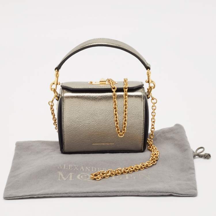 Pre Owned Alexander McQueen Metallic Leather Mini Box Bag