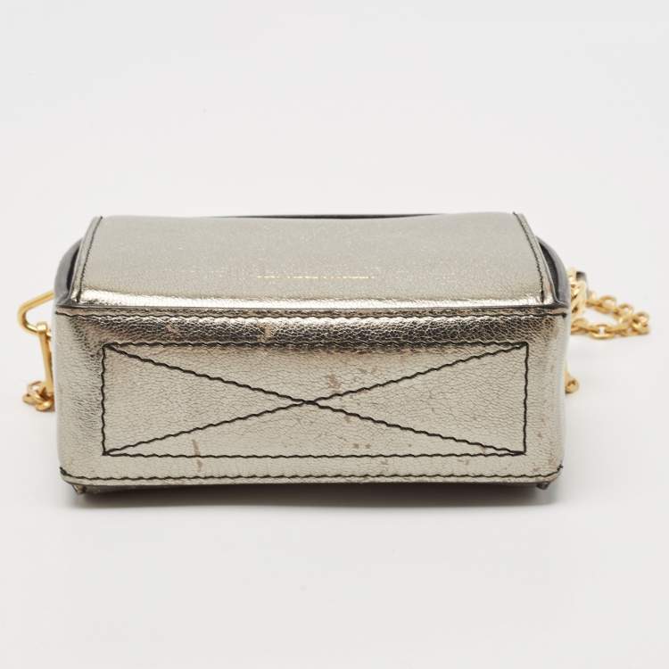 Pre Owned Alexander McQueen Metallic Leather Mini Box Bag