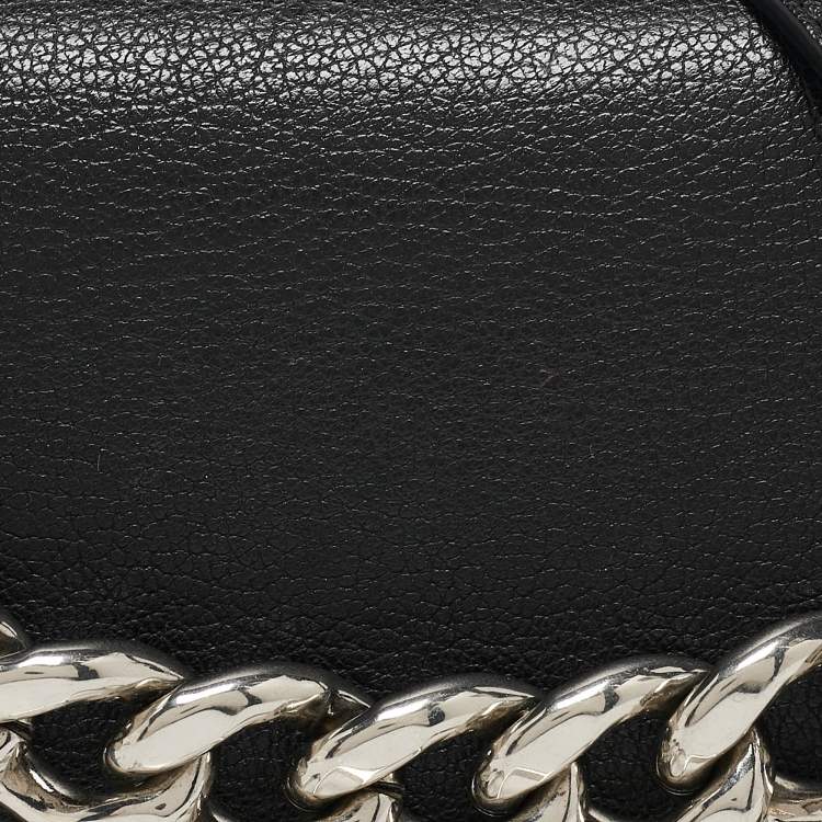 Pre Owned Alexander McQueen Black Leather Four Ring Shoulder Bag