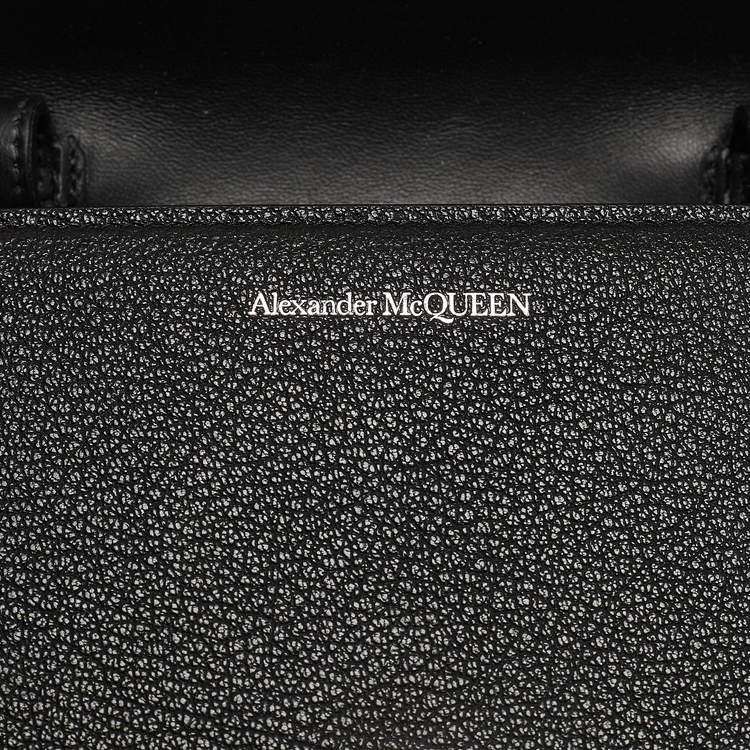 Pre Owned Alexander McQueen Black Leather Four Ring Shoulder Bag